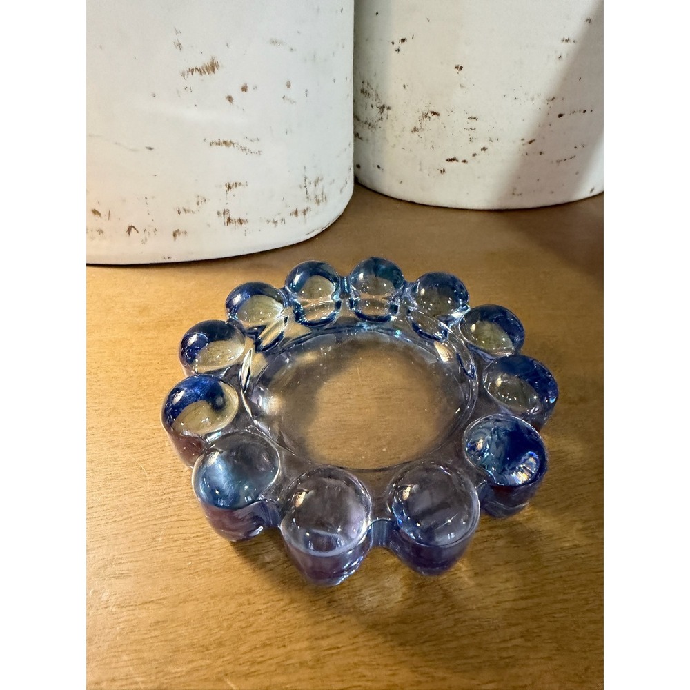 Vintage‎ Boopie Blue Bubble Glass Ashtray Mid Century Modern